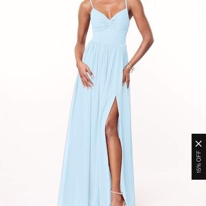 Azazie Zeya bridesmaid dress sky blue. Size 4/6 one strap is broke but can sewn